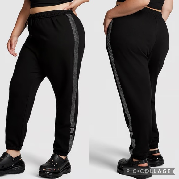 PINK EVERYDAY FLEECE HIGH-WAIST GYM PANTS - Picture 1 of 2